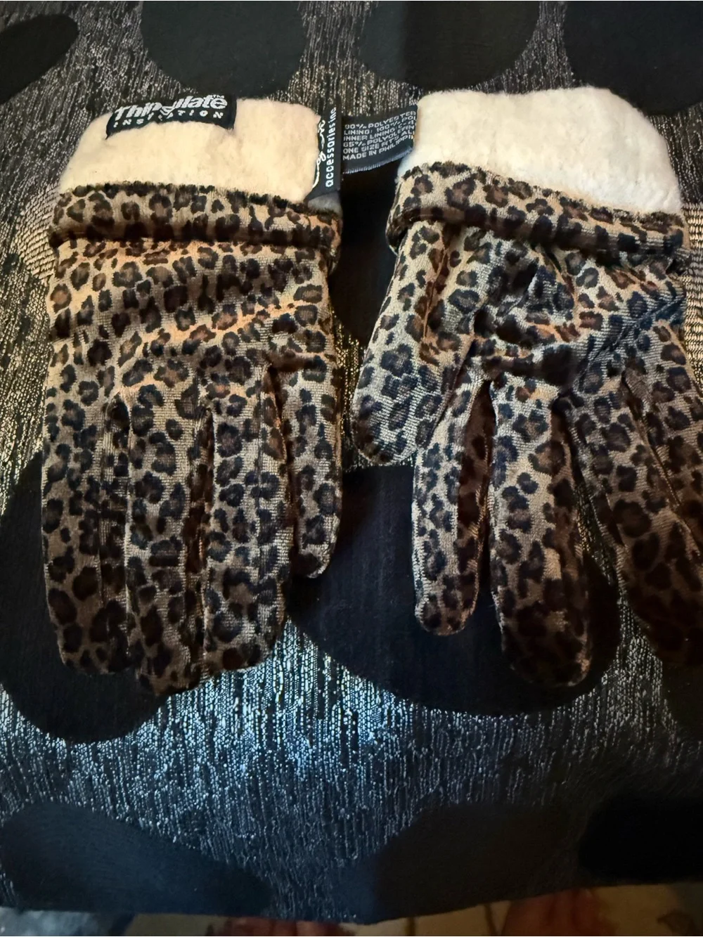 3M Thinsulate Leopard Print Women's Gloves - Brown & Black